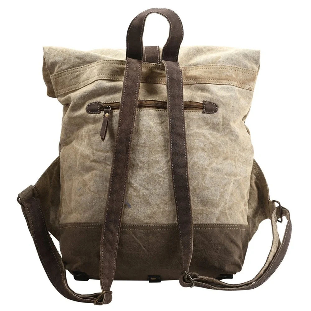 NWT Vintage Canvas Backpack - Tan and Brown Olay